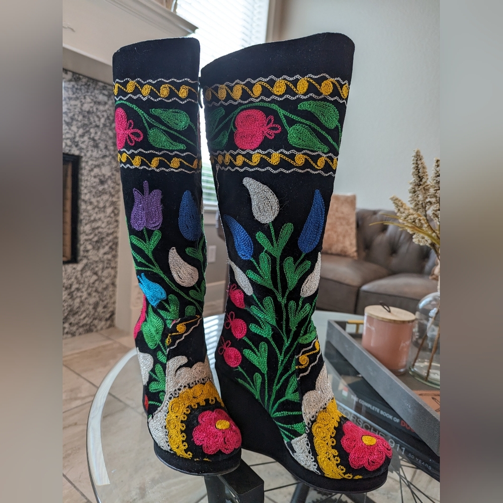 Rockwell Tharp Velvet Embroidered Boots - Picture 4 of 7